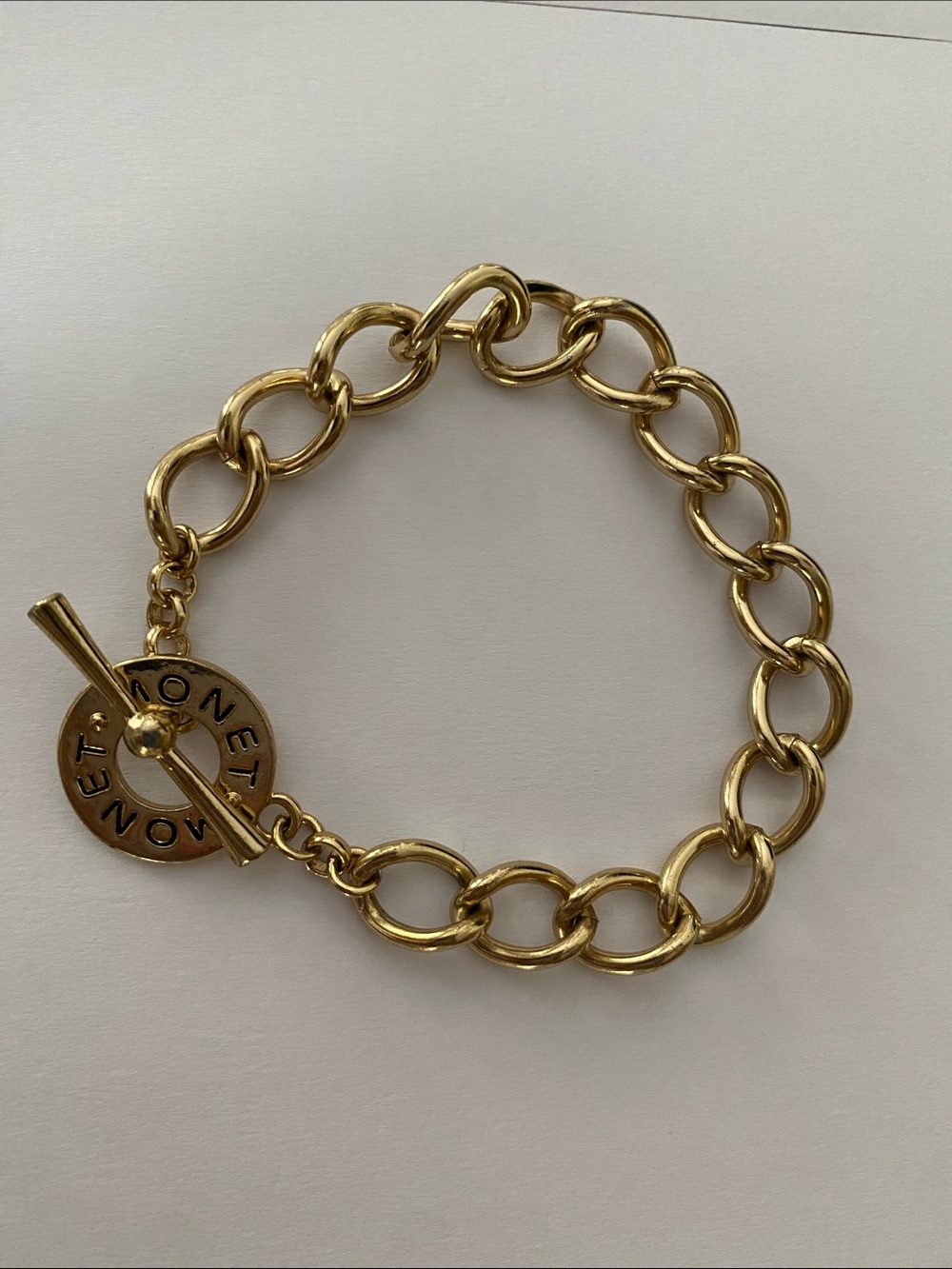 Monet Gold Tone Chain Link Bracelet Toggle Clasp